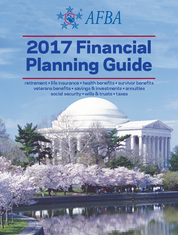 /></noscript></h2>
<p>AFBA’s complimentary 2017 Financial Planning Guide (FPG) is a 100-page booklet available to members and their families upon request. This valuable resource includes information on:</p>
<ul>
<li>Basic principles of financial planning</li>
<li>Military pay, allowances and retirement benefits</li>
<li>Social Security and survivor benefits</li>
<li>Veterans benefits</li>
<li>Federal civilian employee benefits</li>
</ul>
<p>You can download the guide (in PDF form) or request to have a copy mailed to you by <a href=