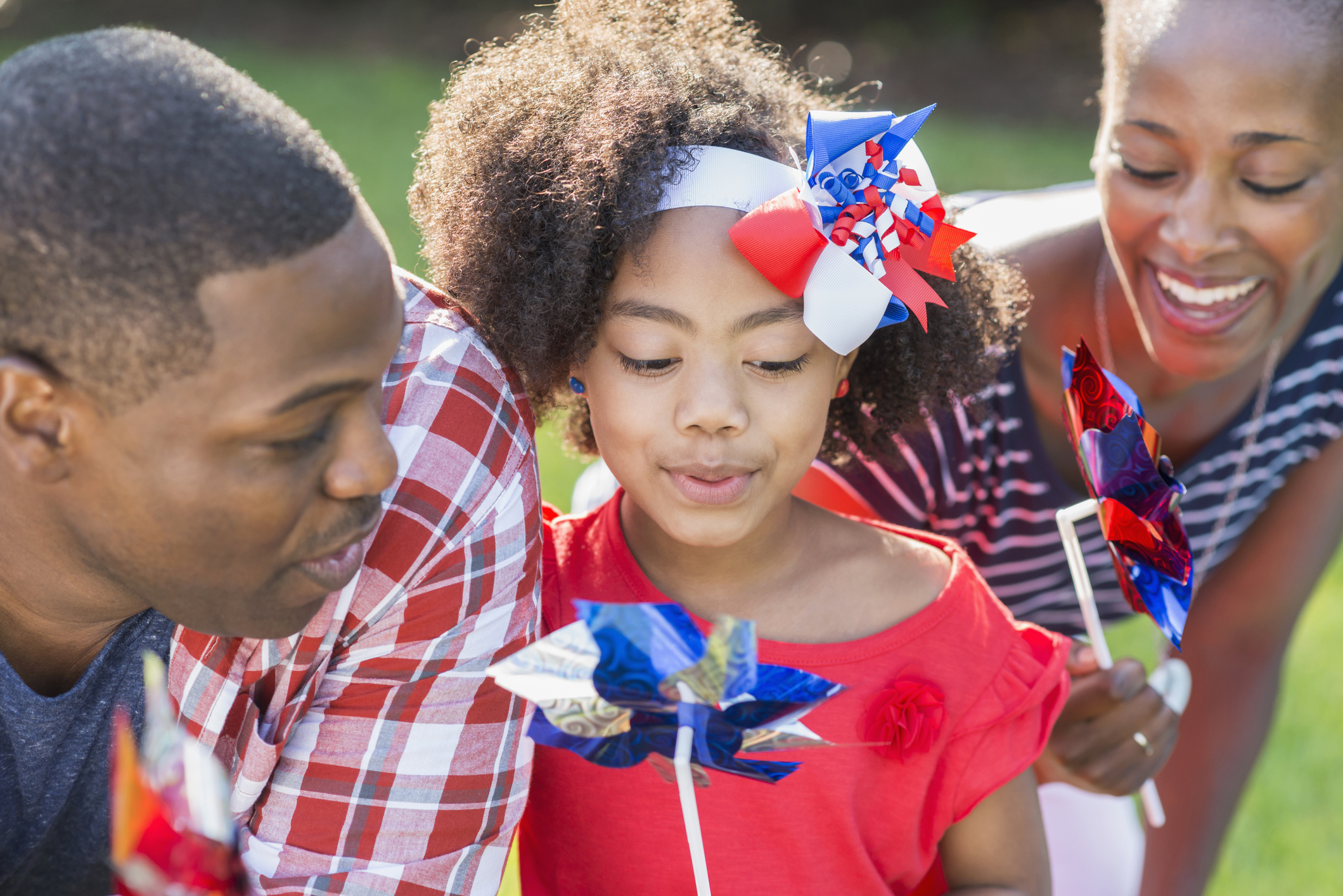 Family celebrating Memorial Day or July 4th