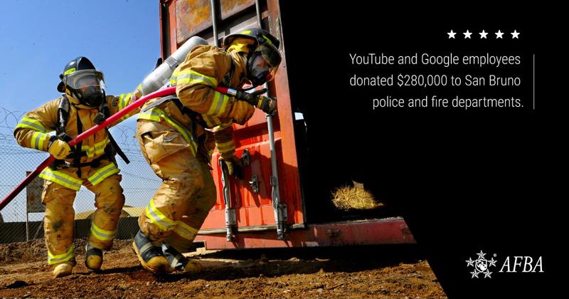 Google and YouTube employees thanked first responders with a substantial donation.