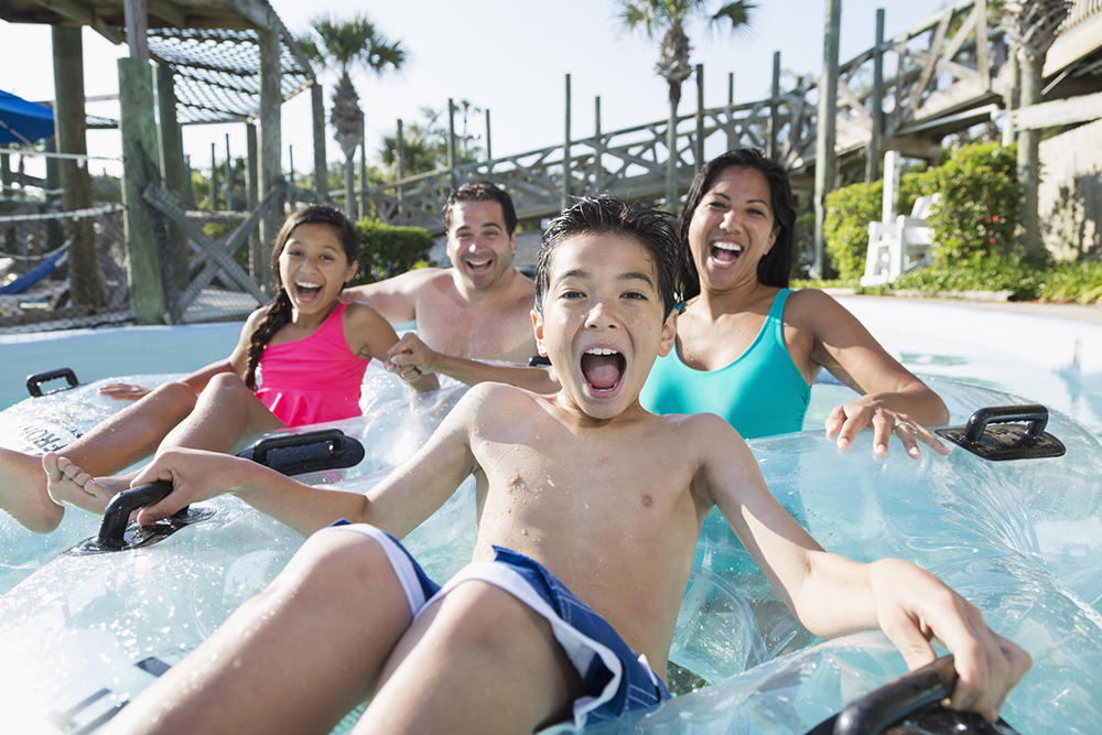 Family at water park