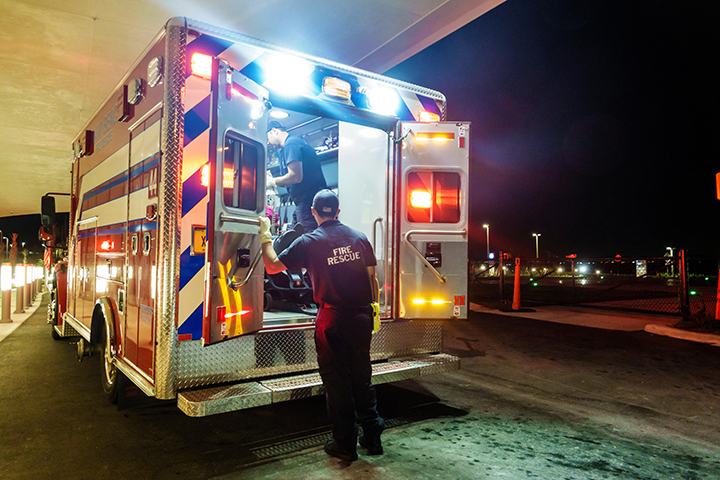Miami Beach Florida,Mount Mt. Sinai Medical Center centre hospital,Fire Rescue medical emergency room ambulance vehicle,EMT,FL190331018