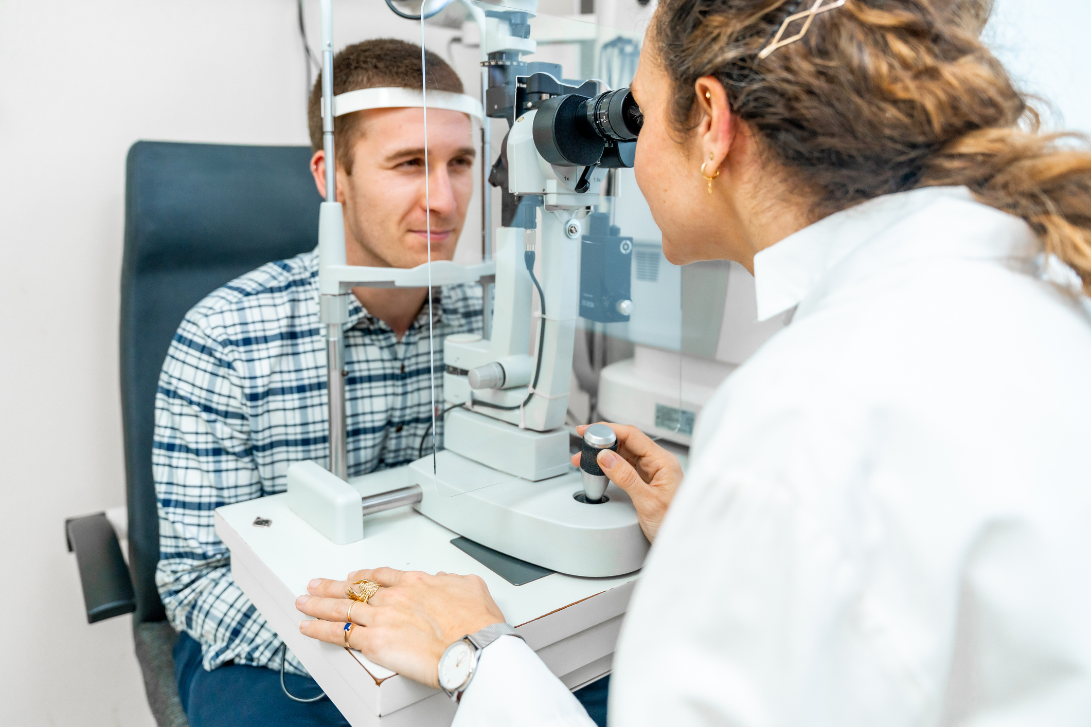 Man in an annual check up in the ophthalmologist