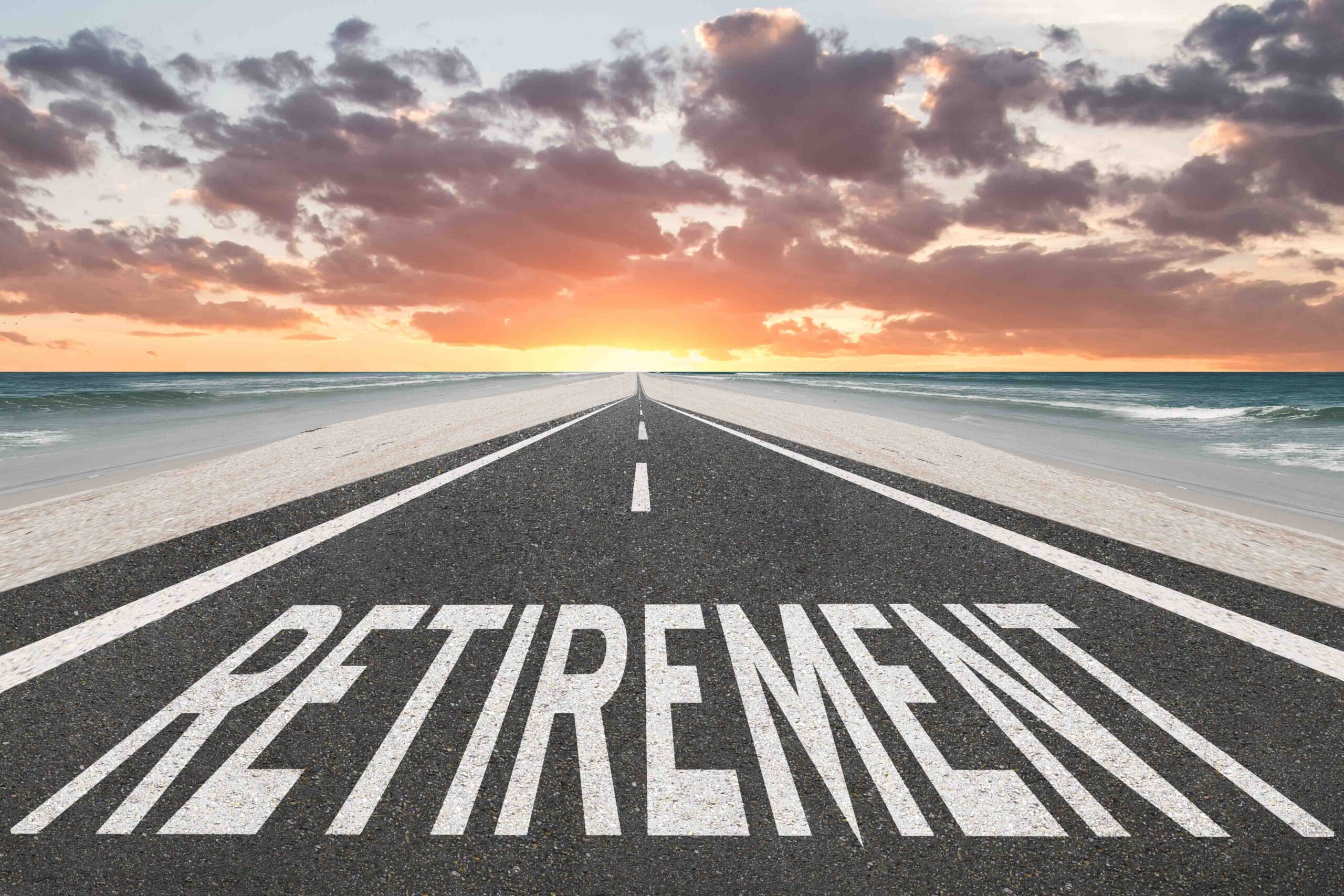 Image of a road with the word retirement written on it.